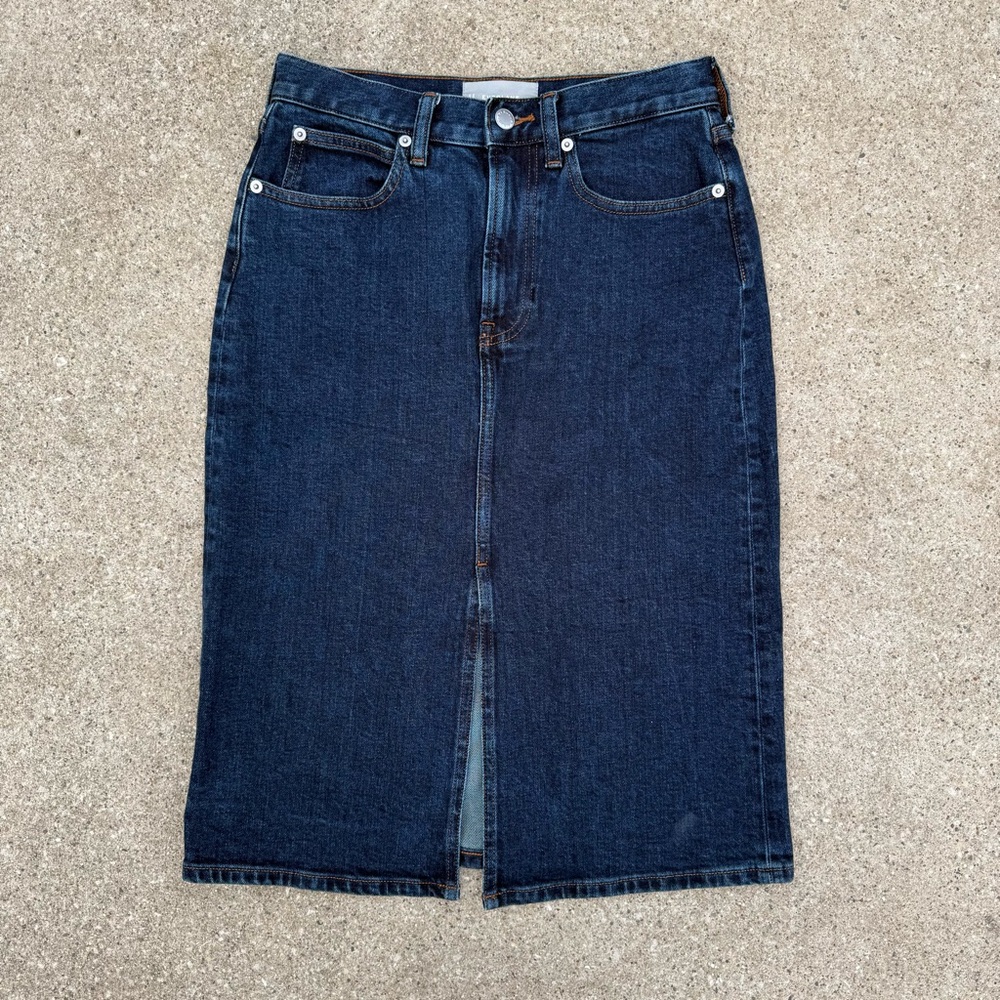 Everlane Blue Jean Denim Midi Skirt